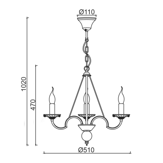 Pendant light 3 x E14 40W Metal + Crystal + White PVC cable / White patine  Antique gold + Clear Φ51ΧΗ102CM GEISHA - acadecor 