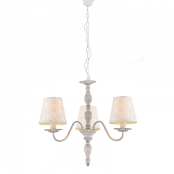 Φωτιστικό κρεμαστό 3 x E14 40W Μέταλλο + Ανάγλυφο ύφασμα + PVC Λευκό καλώδιο / Λευκό αντικέ + Κρέμ Φ57ΧΗ103CM KARPATHIA - acadecor 