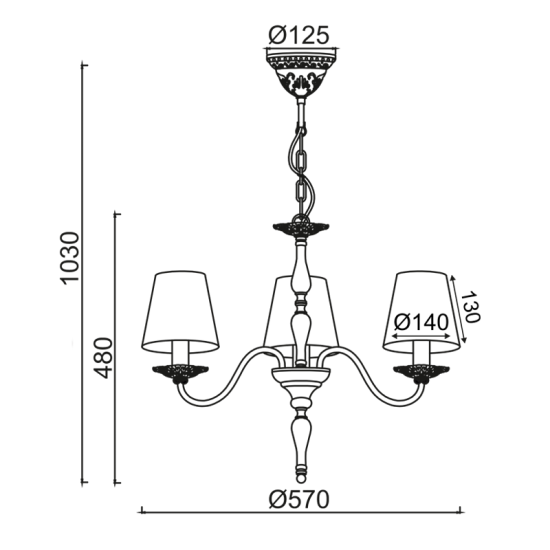 Φωτιστικό κρεμαστό 3 x E14 40W Μέταλλο + Ανάγλυφο ύφασμα + PVC Λευκό καλώδιο / Λευκό αντικέ + Κρέμ Φ57ΧΗ103CM KARPATHIA - acadecor 