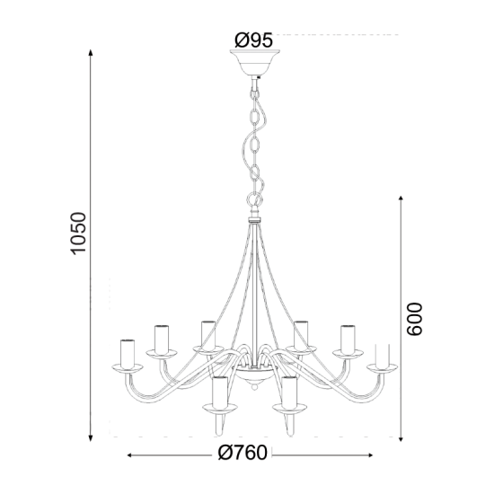 Pendant light 8 x E14 40W Metal + PVC cable / Brown - Black Φ76ΧΗ95CM PALMYRA - acadecor 
