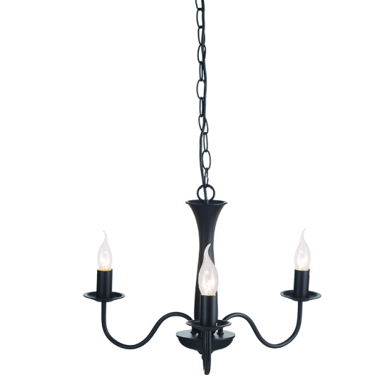 Φωτιστικό κρεμαστό 3 x E14 40W Μέταλλο + PVC καλώδιο  / Μάυρο μάτ Φ49,5ΧΗ89,5CM KNOSSOS - acadecor 