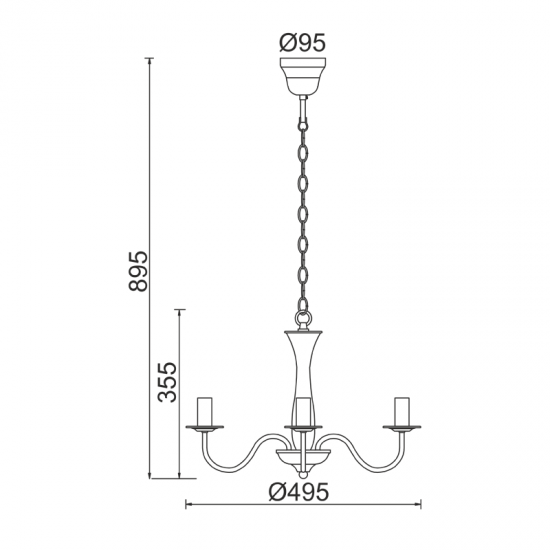 Φωτιστικό κρεμαστό 3 x E14 40W Μέταλλο + PVC καλώδιο  / Μάυρο μάτ Φ49,5ΧΗ89,5CM KNOSSOS - acadecor 