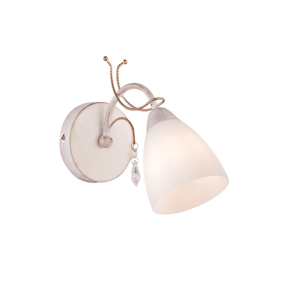 Φωτιστικό επίτοιχο  1 x E14 40W Μεταλλο + Γυαλί + Κρύσταλλο  / Λευκό πατίνα - Αντικέ χρυσό + Λευκό + Χρώμιο 12Χ18,5Χ26,4CM QUINCE - acadecor 