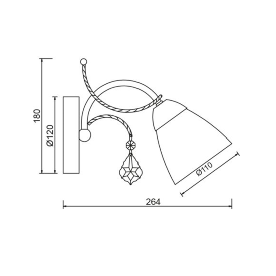 Φωτιστικό επίτοιχο  1 x E14 40W Μεταλλο + Γυαλί + Κρύσταλλο  / Λευκό πατίνα - Αντικέ χρυσό + Λευκό + Χρώμιο 12Χ18,5Χ26,4CM QUINCE - acadecor 