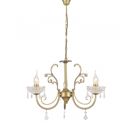 Φωτιστικό κρεμαστό 3 x E14 40W Μέταλλο + Κρύσταλλο +  PVC λαδί καλώδιο / Πράσινο χρυσό + Διάφανο Φ56ΧΗ96CM FABERGE - acadecor 