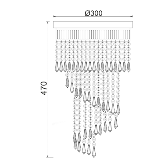 Φωτιστικό οροφής 5 x E14 60W Κρύσταλλο + Μέταλλο  / Σατινε νίκελ + Διάφανο Φ30ΧΗ47CM ITEA - acadecor