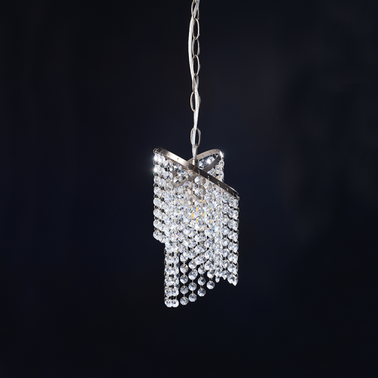 Pendant light 1 x E27 60W Crystal + Metal + PVC transparent cable / Chrome + Clear Φ17,5ΧΗ84,5CM ELIZA - acadecor