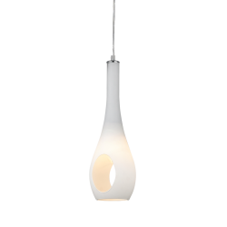 Pendant light 1 x E14 60W Metal + Glass + PVC clear cable / Chrome + White Φ12XΗ120cm CAVE - acadecor