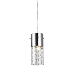 Pendant light 1 x E14 60W Crystal + Metal + Glass + Clear PVC cable / Chrome + Clear Φ11CM MIA - acadecor 