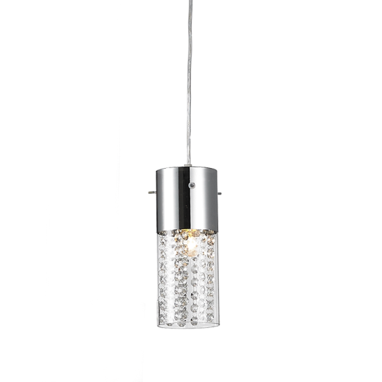 Pendant light 1 x E14 60W Crystal + Metal + Glass + Clear PVC cable / Chrome + Clear Φ11CM MIA - acadecor 
