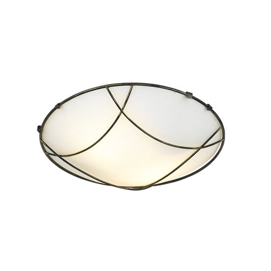 Ceiling light 2xE27 max 60W Metal + Glass / Black - Gold + White Φ30.5XΗ9CM MINOS - acadecor 
