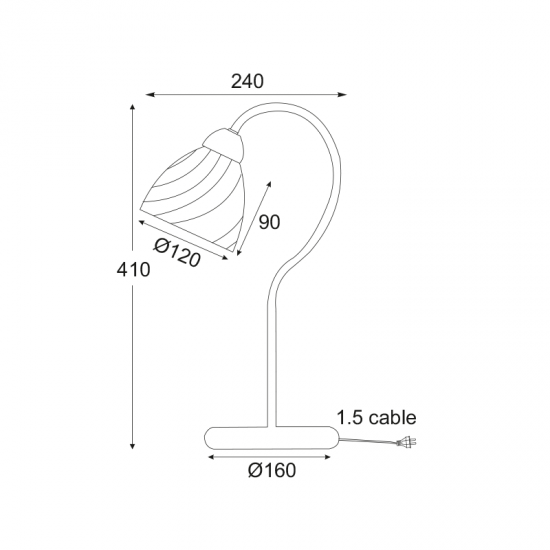Φωτιστικό επιτραπέζιο 1 x E14 60W Μέταλλο + Γυαλί + PVC Μάυρο καλώδιο / Μπρονζέ + Αμμοβολή - Λευκό 24XH41CM BYRON - acadecor 