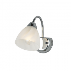 Φωτιστικό επιτοιχο 1 x E14 60W  Μέταλλο + Γυαλί + PVC Διάφανο καλώδιο / Χρώμιο + Λευκό - Αμμοβολή 25,9XH18,1CM BYRON - acadecor 