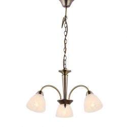 Pendant light 3 x E14 60W Metal + Glass +  PVC black cable  / Bronze + Sandblast - White Φ553XH72CM BYRON - acadecor 