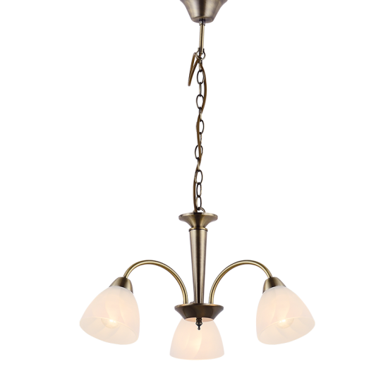 Pendant light 3 x E14 60W Metal + Glass +  PVC black cable  / Bronze + Sandblast - White Φ553XH72CM BYRON - acadecor 