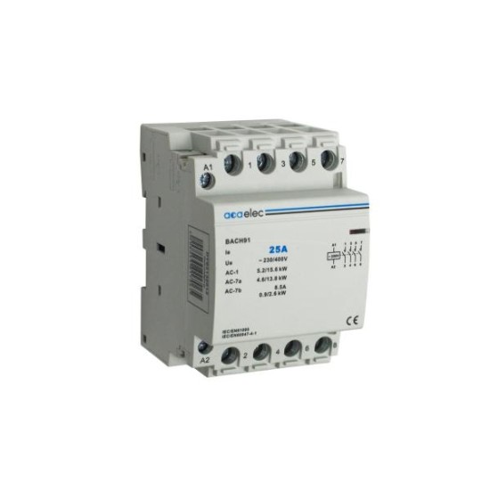 Ρελέ ισχύος ράγας 3 Στοιχείων - 4NO - 63A 230V AC - BACH91 - acaelec 