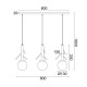Φωτιστικό κρεμαστό 3 x E14 60W Ξύλο + Γυαλί + PVC Διάφανο καλώδιο / Φυσικό + Λευκό 80X15XH180CM FLORESTA - acadecor