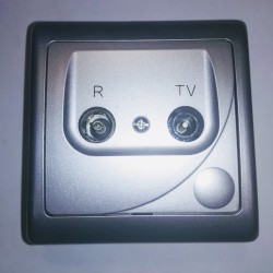 Πρίζα TV-R  διέλευσης - Ασημί- GPΑ-16FP - Efekt - OSPEL