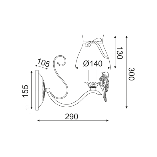 Φωτιστικό επιτοιχο 1 x E14 60W Μέταλλο + Ύφασμα + Πολυρεσίνη+ PVC διάφανο καλώδιο / Λευκή χρυσή πατίνα + Χρυσό + Μπέζ 29Χ14Χ29CM EKAVI - acadecor 