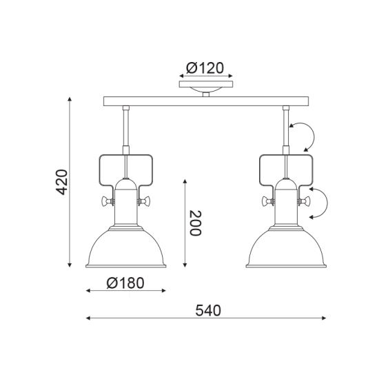 Ceiling light 2xE27 max 60W Metal + PVC black cable / Matt black Φ18X54XH41cm  RIVIERA - acadecor 