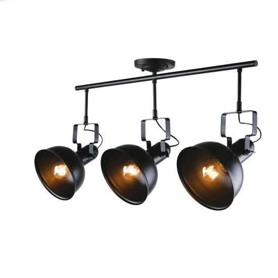 Ceiling light 3xE27 max 60W Metal + PVC black cable / Matt black Φ18X80XH41cm  RIVIERA - acadecor 