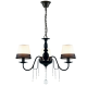 Pendant light 3 x E14 60W Metal + Fabric + Crystal + Plastic + Crystal + PVC black cable / Matt black + Black&white + Pearl white + Clear Φ63ΧΗ95CM  MULAN - acadecor 