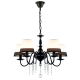 Pendant light 5 x E14 60W Metal + Fabric + Crystal + Plastic + Crystal + PVC black cable / Matt black + Black&white + Pearl white + Clear Φ63ΧΗ95CM  MULAN - acadecor 