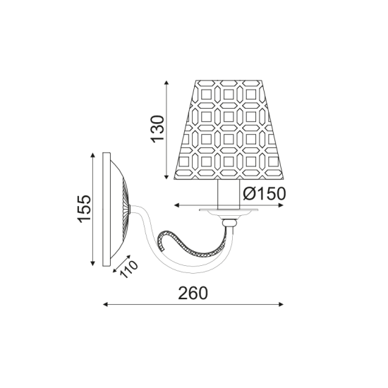 Φωτιστικό επίτοιχο 1 x E14 60W Μέταλλο + Διάφανο PVC καλώδιο  / Χάλκινο + Μάυρο 25Χ15Χ26CM EDAM - acadecor