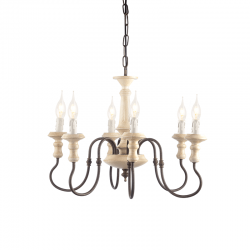 Pendant light 6 x E14 40W Metal / Cream - Beige + Antique russ D60XH150CM TOULOUSE - acadecor 