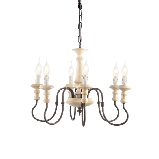 Pendant light 6 x E14 40W Metal / Cream - Beige + Antique russ D60XH150CM TOULOUSE - acadecor 