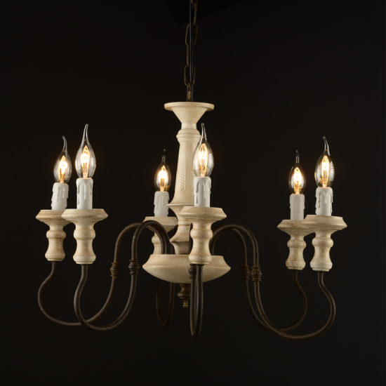 Pendant light 6 x E14 40W Metal / Cream - Beige + Antique russ D60XH150CM TOULOUSE - acadecor 