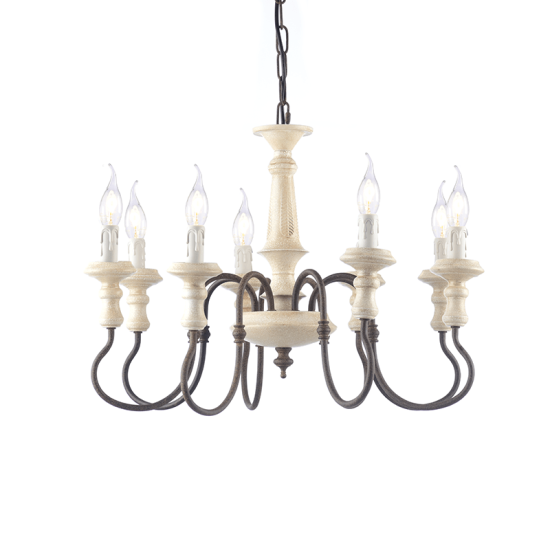 Pendant light 8 x E14 40W Metal / Cream - Beige + Antique russ D60XH150CM TOULOUSE - acadecor 