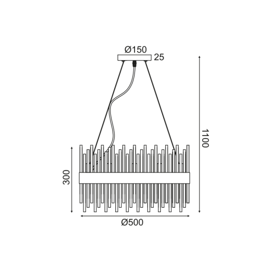 Φωτιστικό κρεμαστό 12 x G9 33W  Μέταλλο + Κρύσταλλο / Σατινέ ορείχαλκο + Διάφανο D50XH110CM DYNASTY - acadecor 