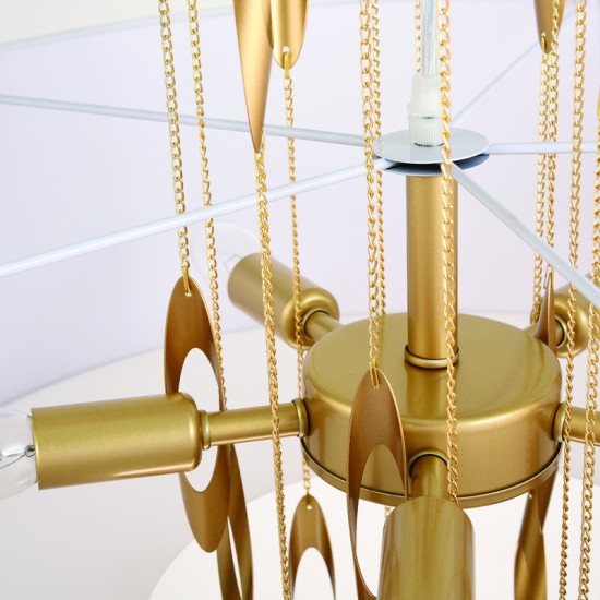 Pendant light 5 x E14 60W Metal + Fabric  / Champagne gold + White D60XH100CM CASCADA - acadecor 