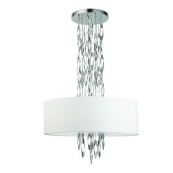 Pendant light 5 x E14 60W Metal + Fabric  / Chrome + White D60XH100CM CASCADA - acadecor 