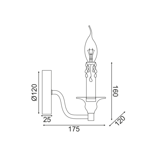 Φωτιστικό επίτοιχο 1 x E14 40W Μέταλλο + PVC μάυρο καλώδιο  / Αμμώδης σκουριά - Αντικέ λευκό 18X12X16CM LYON - acadecor 