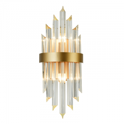 Φωτιστικό επίτοιχο 2 x E14 60W Μέταλλο + Κρύσταλλο / Σαμπανιζέ χρυσό + Διάφανο 22X13X54CM EMPIRE - acadecor
