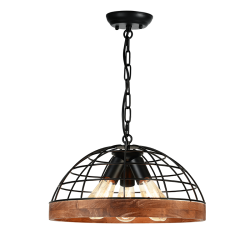 Φωτιστικό κρεμαστό 3 x Ε27 60W Μέταλλο + Μασίφ Ξύλο + PVC Μάυρο καλώδιο / Μάυρο + Φυσικό D40XH120CM TESLA - acadecor