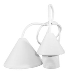 Ανάρτηση Σέτ PVC Ροζέτα με καλώδιο 1mt 2x0,75mm & Ντουί E27 Λευκό elvhx