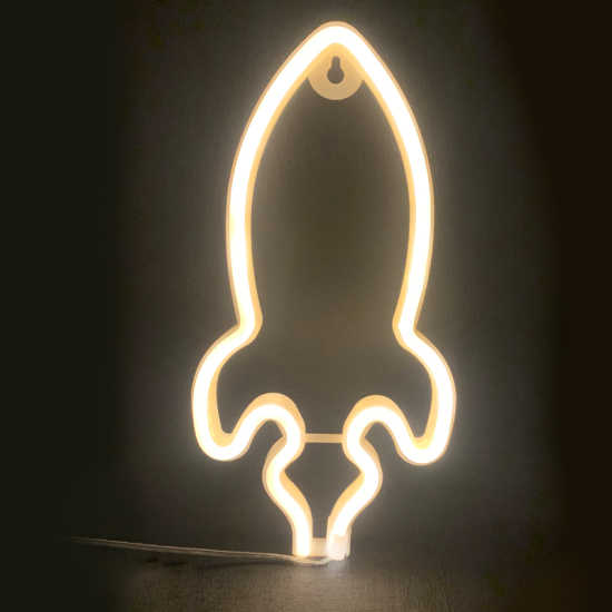 Bambini Wall light Rocket LED 2.4W Battery 3xAA/LR6 1.5V + USB plug Plastic + Silicone / White LED Warm white 13.5x2x27cm - acadecor 