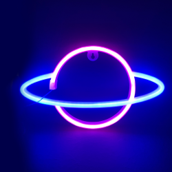 Bambini Wall light Planet LED 2.4W Battery 3xAA/LR6 1.5V Plastic + Silicone / White LED Blue + Pink 17.5x2x30cm - acadecor 
