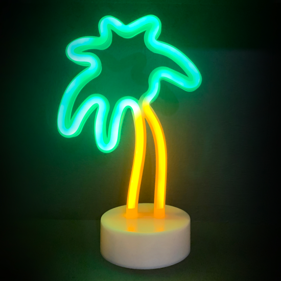 Bambini table light Palm LED 2.4W 3xAA/LR6 1.5V USB plug Plastic + Silicone / White LED Green - Yellow 17x10x26cm - acadecor 
