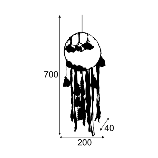 Bambini Pendant dream catcher LED 1.2W 3000k battery 2xCR2032 / 3V  Felt  / Multicolour + Silver Φ20x70cm HOLMA - acadecor 