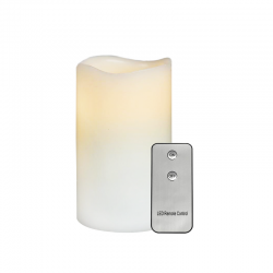 Table light  LED 0.02W 2500K 2XAA / LR06 1.5V Battery remote control Wax candle / White Φ7.5x15cm - acadecor  