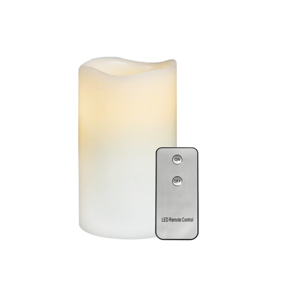 Table light  LED 0.02W 2500K 2XAA / LR06 1.5V Battery remote control Wax candle / White Φ7.5x15cm - acadecor  
