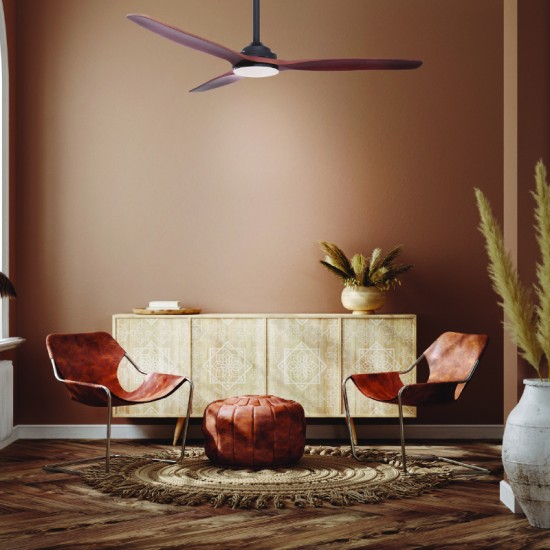 Ανεμιστήρας οροφής με φώς Dimmable Φ132 DC40W 3 ABS Ξύλινα καφέ πτερύγια τηλεχειριστήριο 2 Ανάρτήσεις 15&25EK - ACA HOME