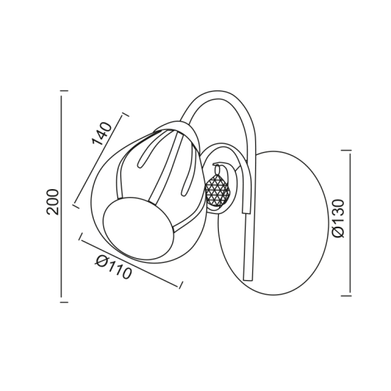 Φωτιστικό επίτοιχο 1 x E14 60W Μέταλλο + Γυαλί + Κρύσταλλο / Χρώμιο + Αμμοβολή + Διάφανο Φ200 CARDINAL - acadecor 