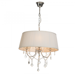 Φωτιστικό κρεμαστό 3 x E14 40W Μέταλλο + Ύφασμα + PVC διάφανο καλώδιο / Χρώμιο + Λευκό + Διάφανο Φ50ΧΗ90CM PENELOPE - acadecor 