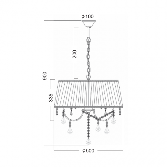 Φωτιστικό κρεμαστό 3 x E14 40W Μέταλλο + Ύφασμα + PVC διάφανο καλώδιο / Χρώμιο + Λευκό + Διάφανο Φ50ΧΗ90CM PENELOPE - acadecor 