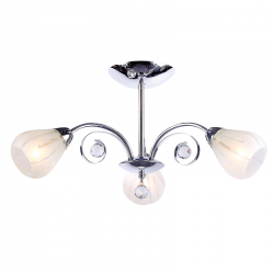 Pendant light 3 x E14 60W Metal + Glass + Crystal / Chrome + Sandblast + Clear Φ560XH40CM CARDINAL - acadecor 